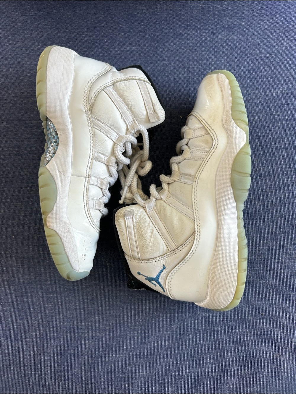 Jordan Kids White Sneakers with Light Blue Jumpman